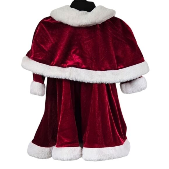 Baby Girl Red Santa Dress & Capelet 18M Faux Fur Velour Christmas Holiday Cape - Picture 2 of 12